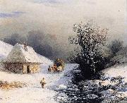 Ivan Aivazovsky, Little Russian Ox Cart in Winter